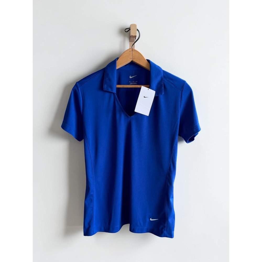 Nike Golf Womens Dri-FIT V-Neck Polo Shirt Royal Blue 637165-417 Size M NWT